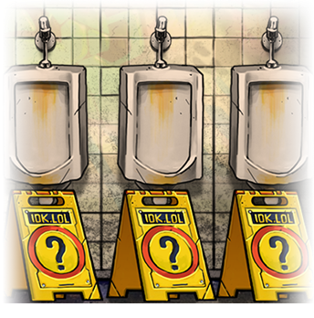 drie urinoirs die voorkomen in het spel punk toilet