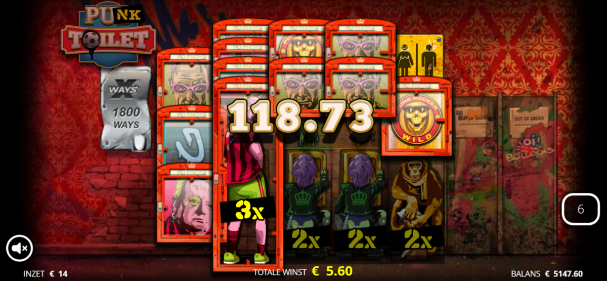 screen shot van het casino spel Punk Toilet