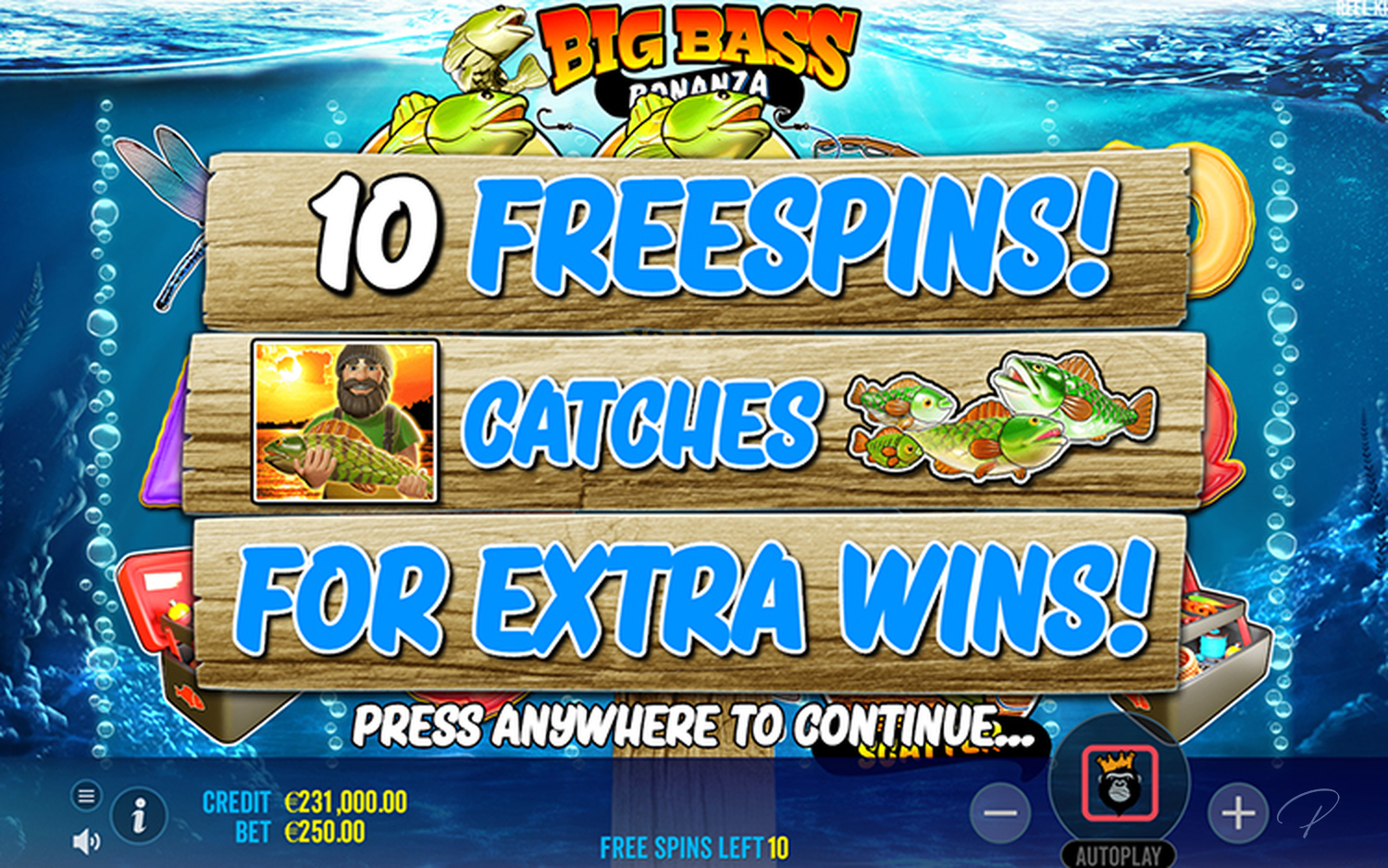 Bigger Bass Bonanza &ndash; 10 free spins board (feature overview)