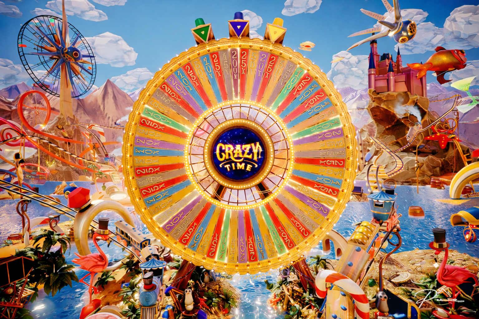 Crazy Time bonus game landscape &ndash; live studio feature